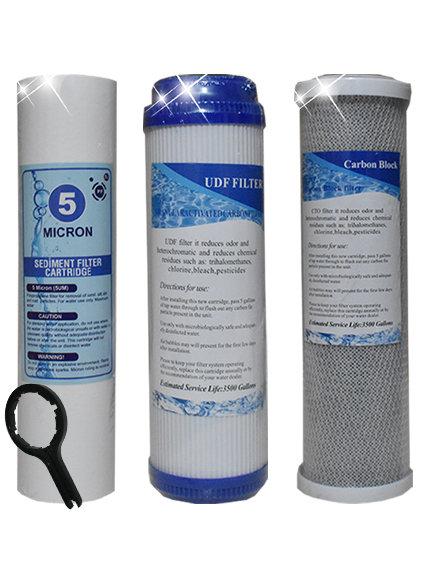 Açık Kasa Su Arıtma Cihazı 3’lü Ön Filtre Seti | 10 İnç Sediment + GAC + CTO Karbon Filtre Takımı